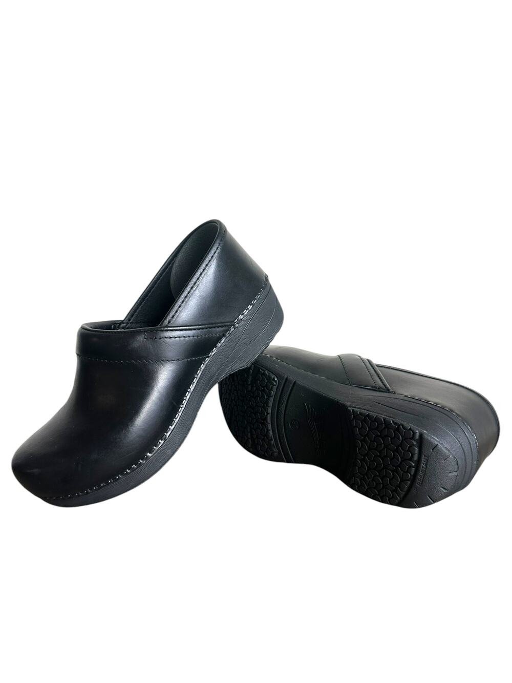 Dansko XP 2.0 Leather Slip-On Clog Women 38 US 7.5-8 Black Comfort Work Shoe